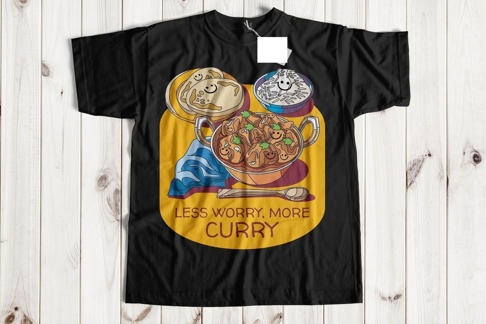 Less Worry, More Curry Unisex Funny Indian Curry T-shirt